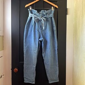 Who What Wear high tie waisted paper bag jeans